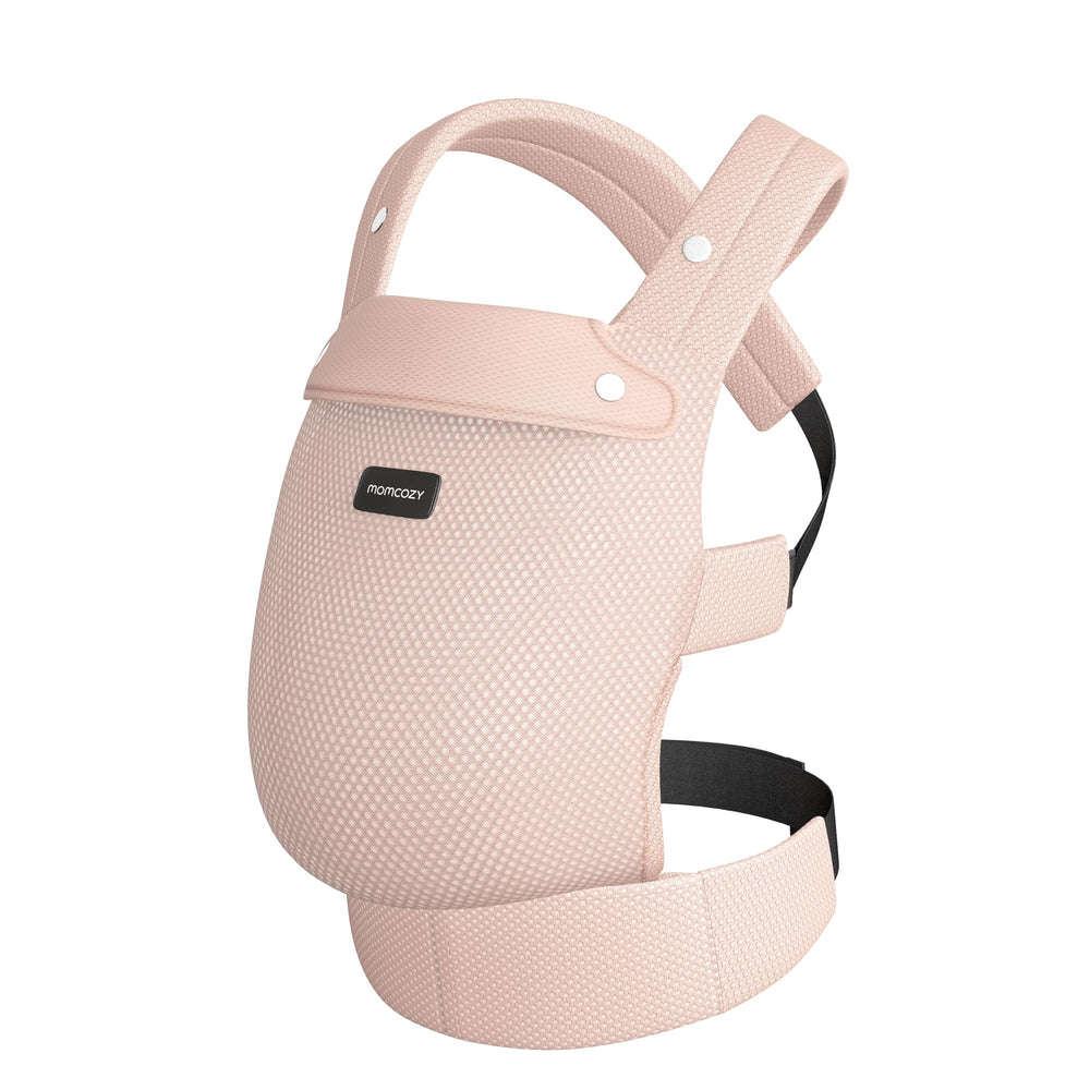 Momcozy breathable mesh baby carrier enhanced lumbar support enables relaxed extended carrying.