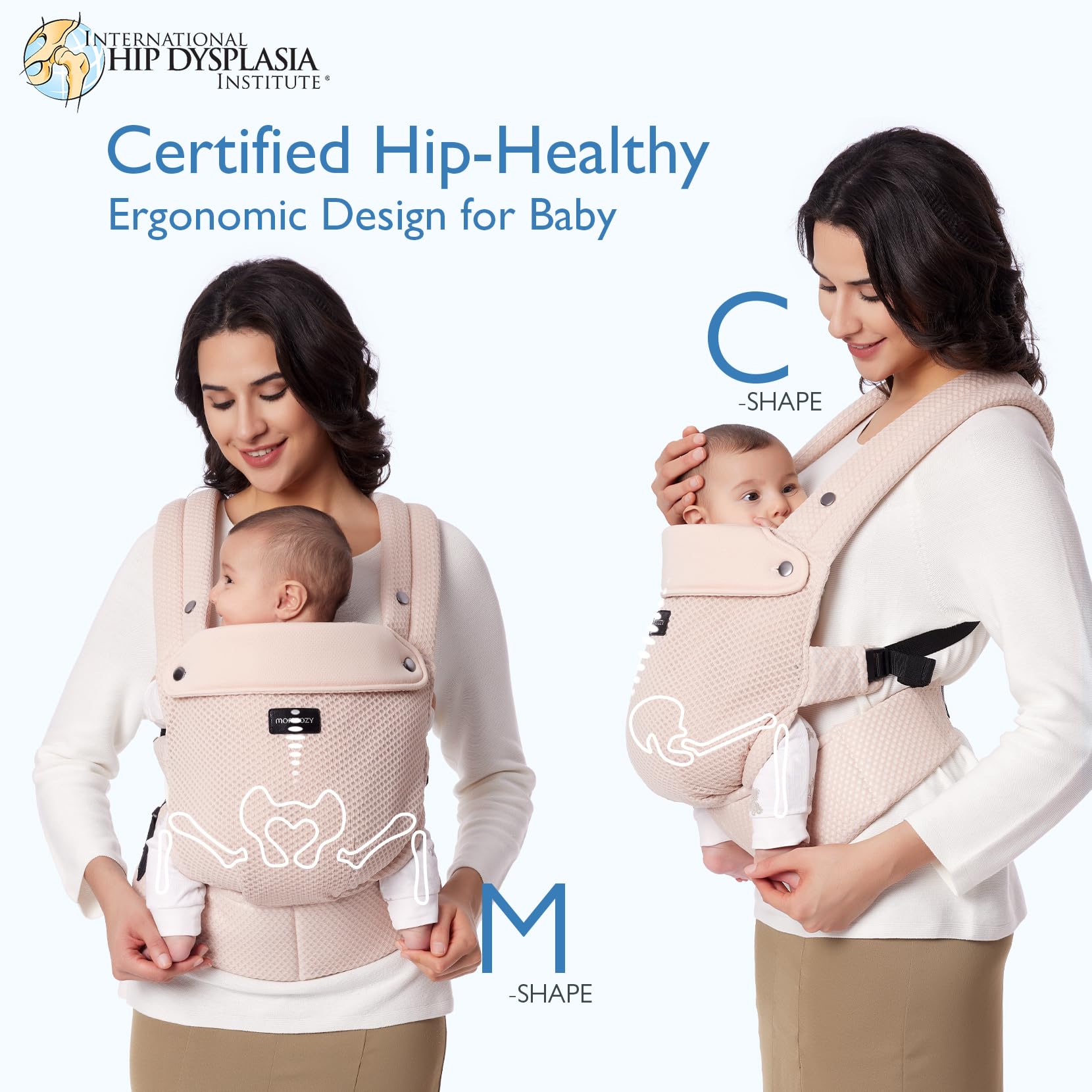Momcozy breathable mesh baby carrier EVA waist support reduces back strain.
