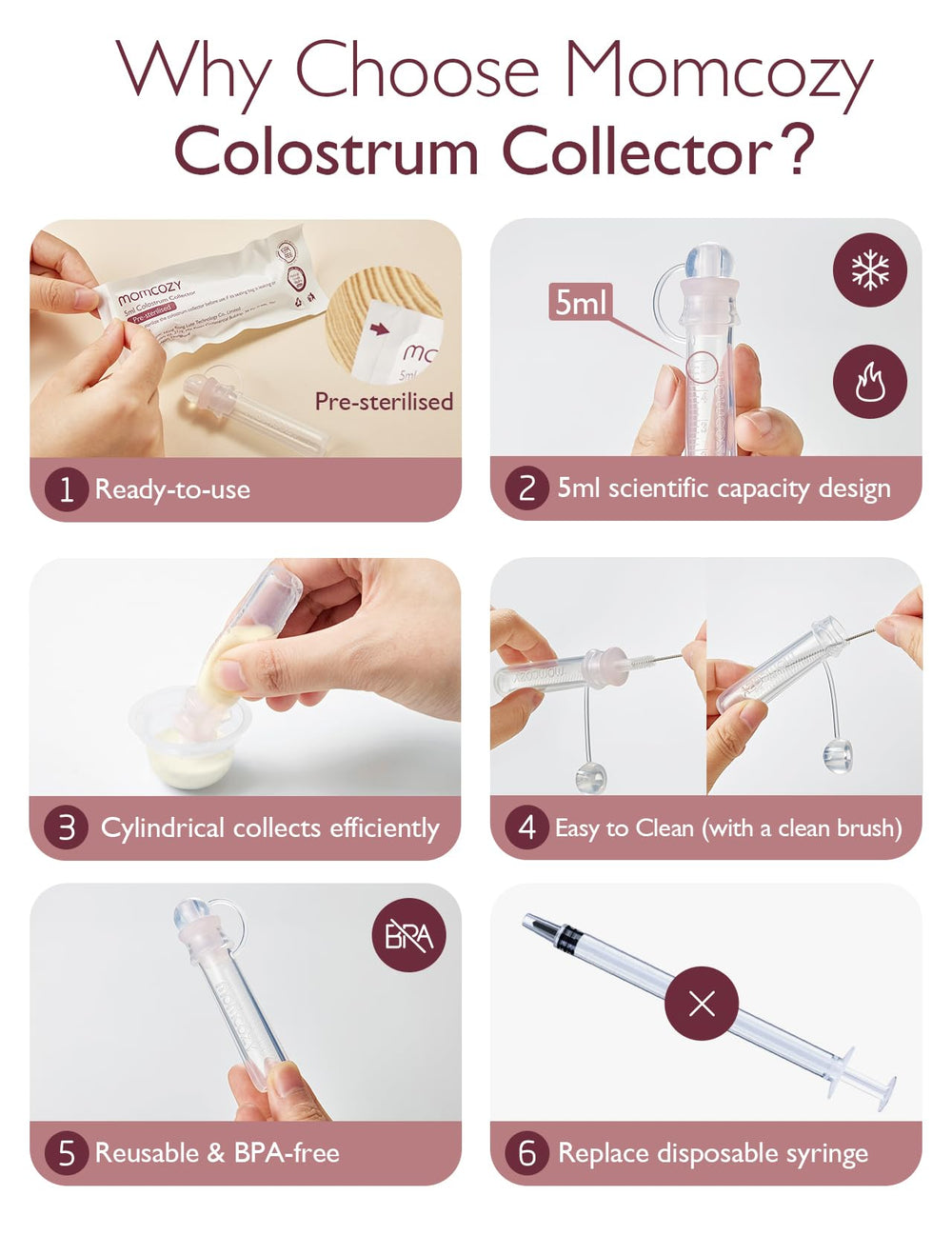 Momcozy cleaning brush aids quick sterilization between uses