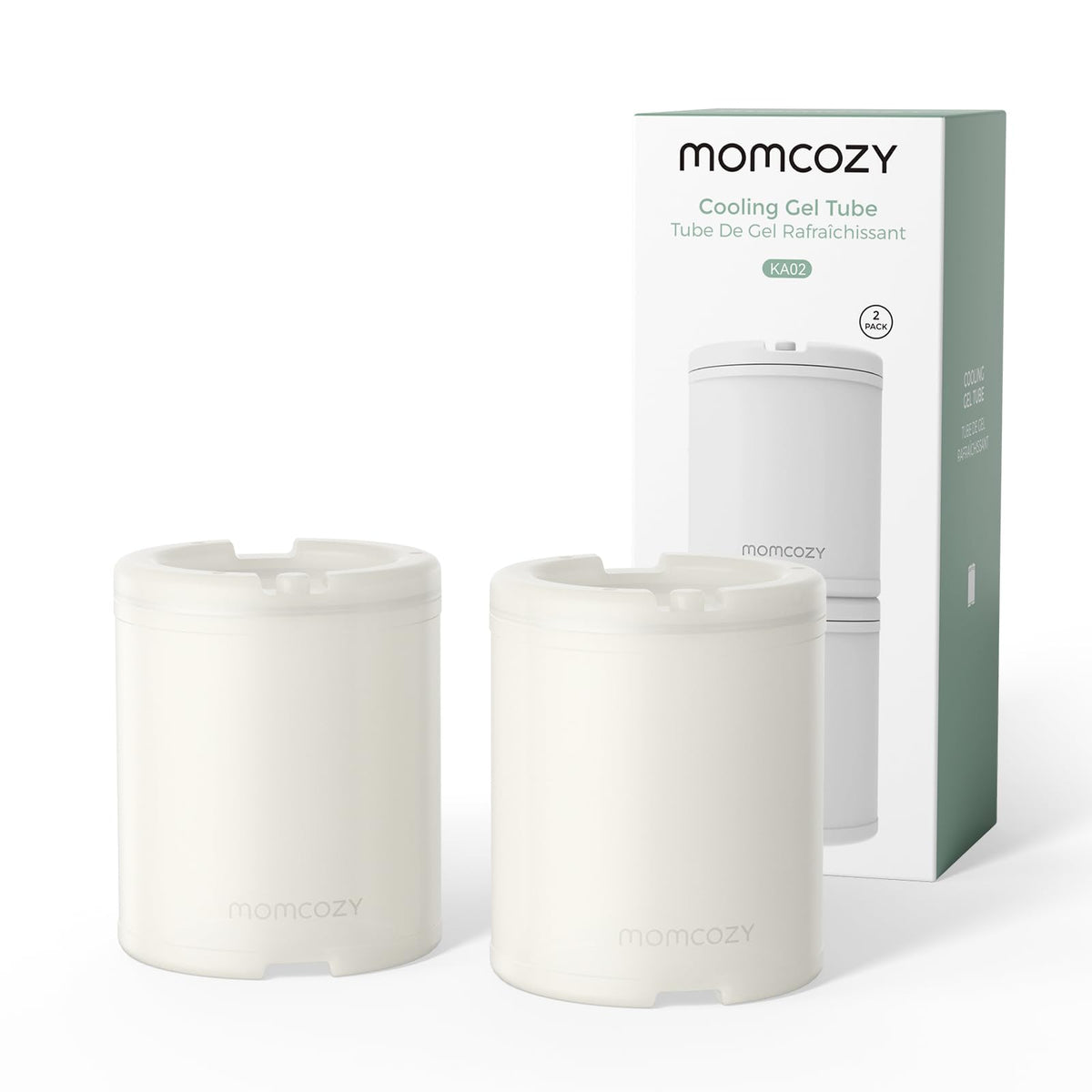 Momcozy Cooling Gel Tube in fridge delivers ice-free, long-lasting cooling for milk storage.