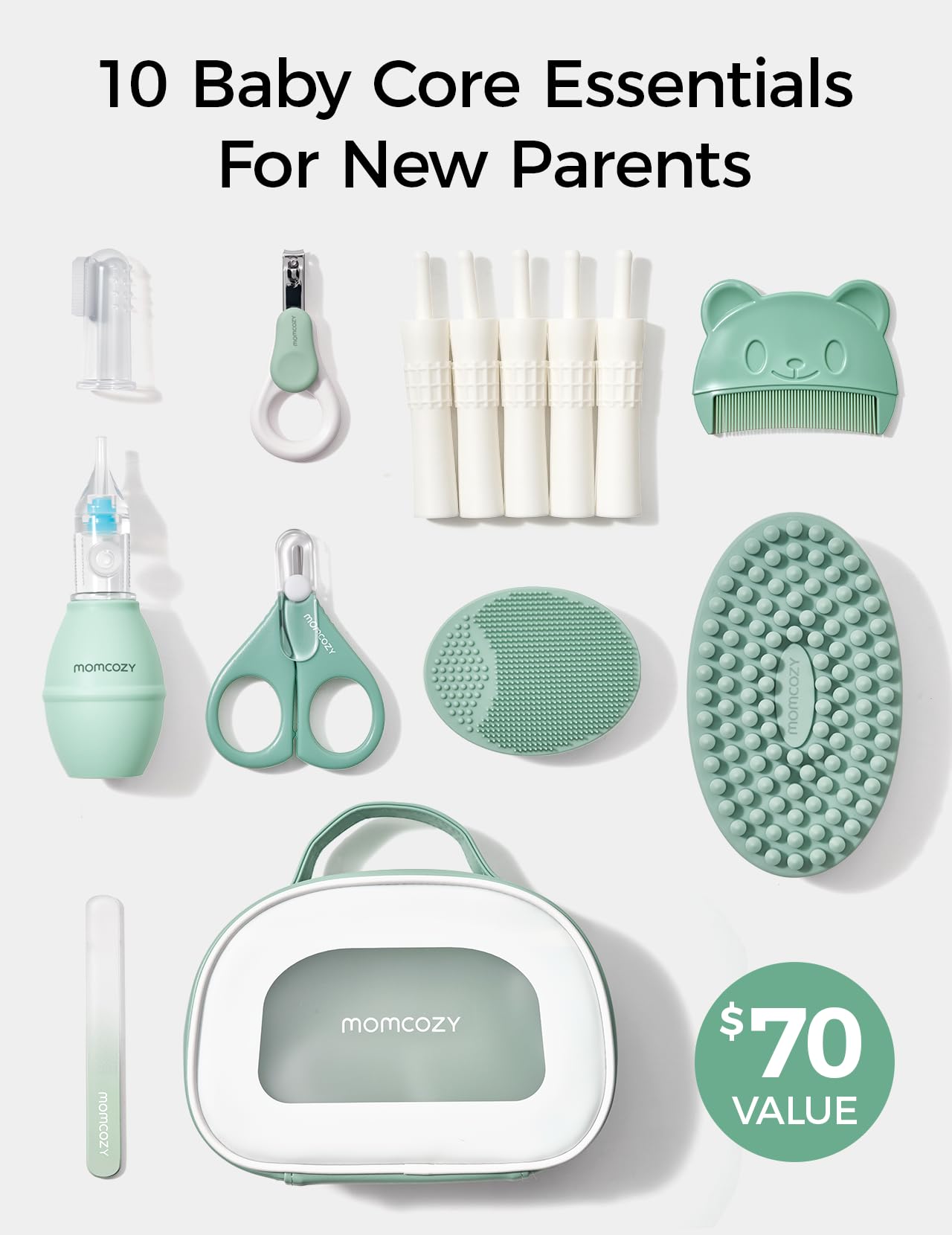 Momcozy nasal aspirator demonstrates one-handed use for gentle nasal relief