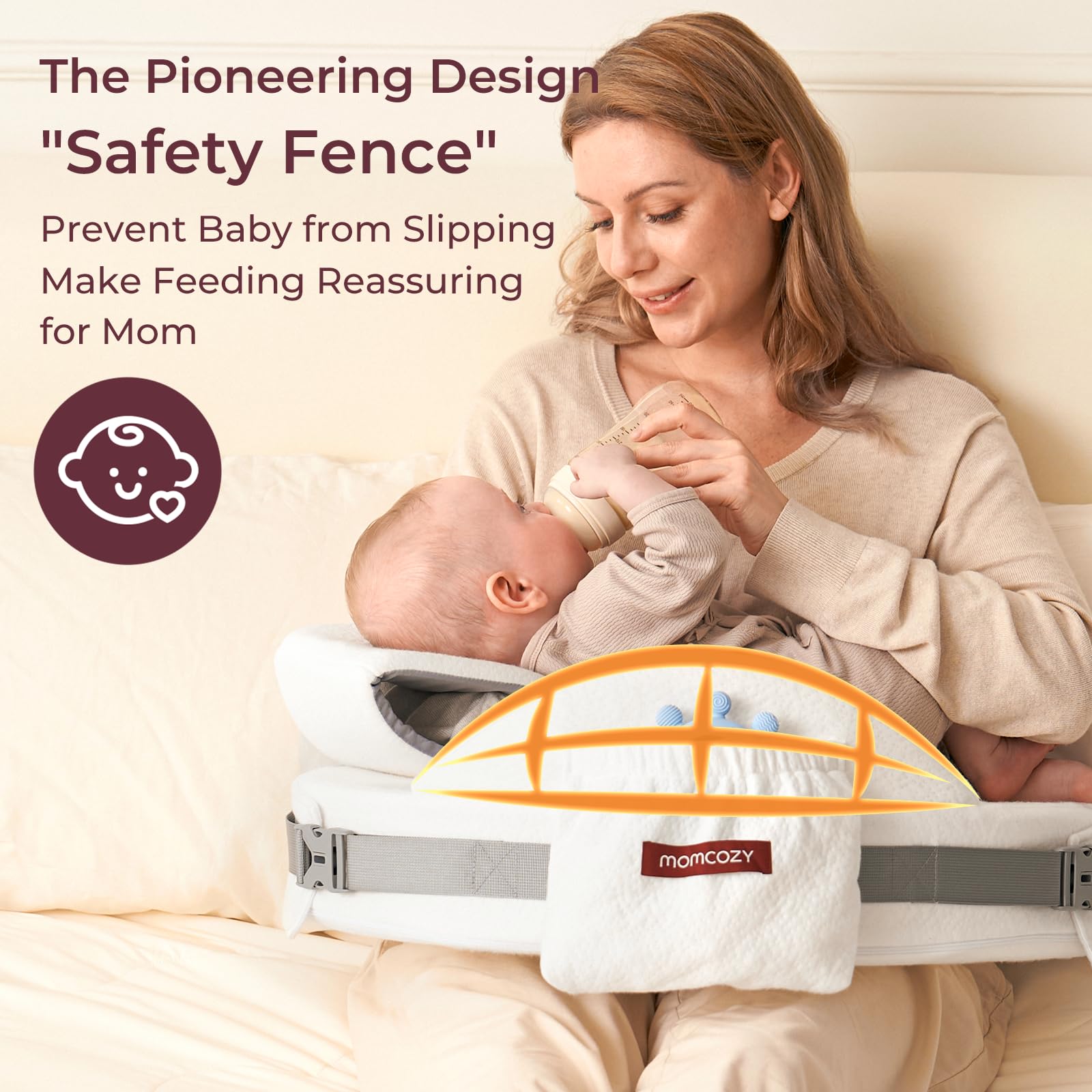 Momcozy CozyPro nursing pillow tri-point-stable supports ergonomic nursing position