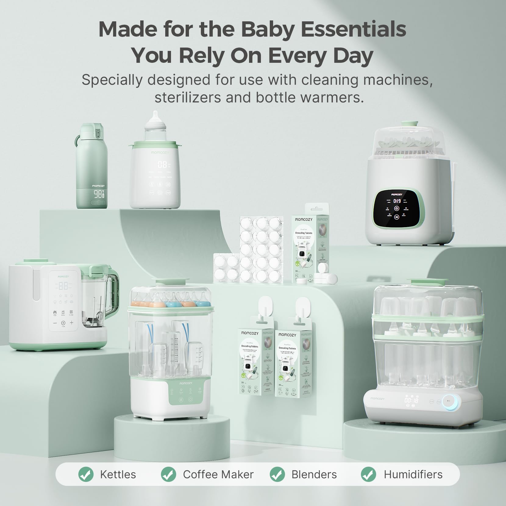 Momcozy descaling tablets tackle milk film residue during routine cleaning