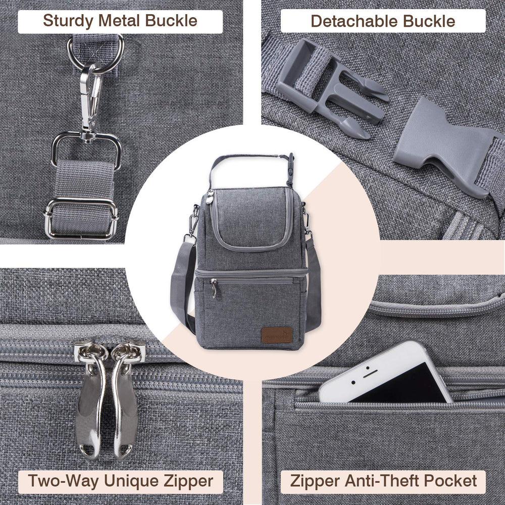 Momcozy detachable buckle and shoulder strap enables stroller hanging