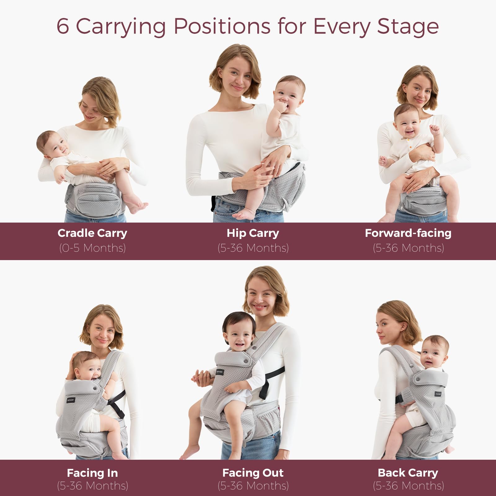 Momcozy detachable hands-free carrier allows quick task transitions while secure.