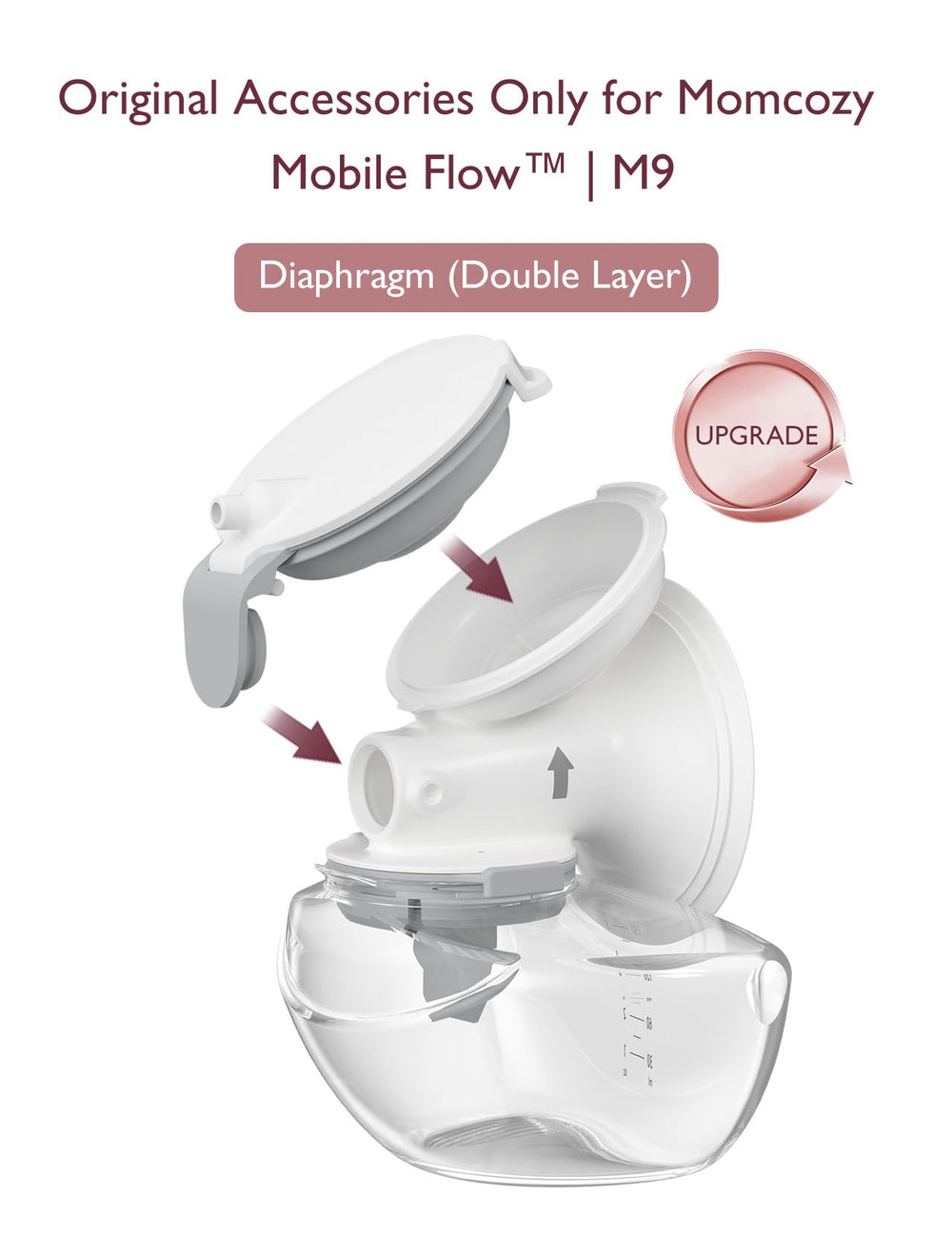 Momcozy double-layed diaphragm part durable silicone for reliable pumping sessions.
