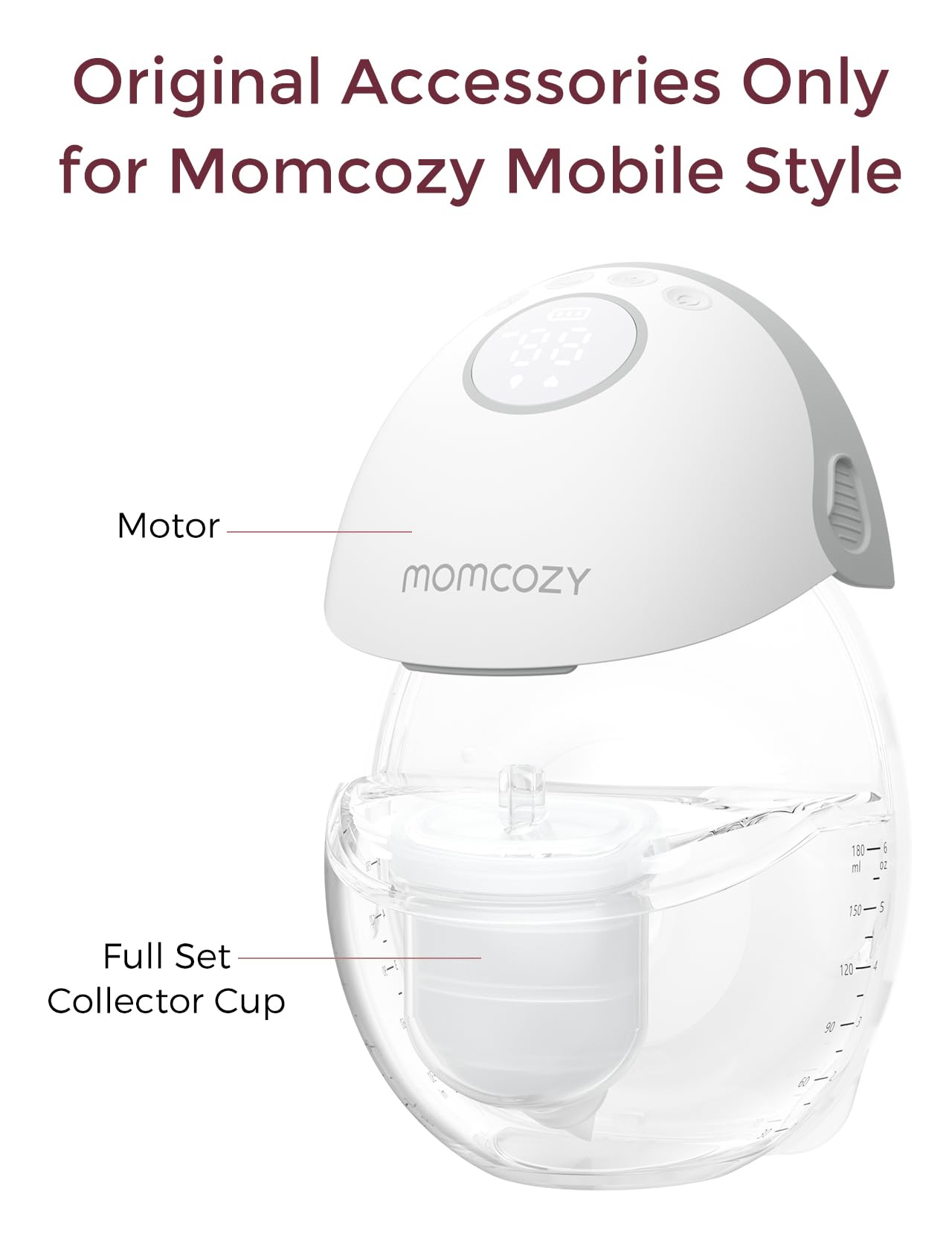 Momcozy 24mm DoubleFit flange enhances seal on Mobile Style M6 for secure milk capture.