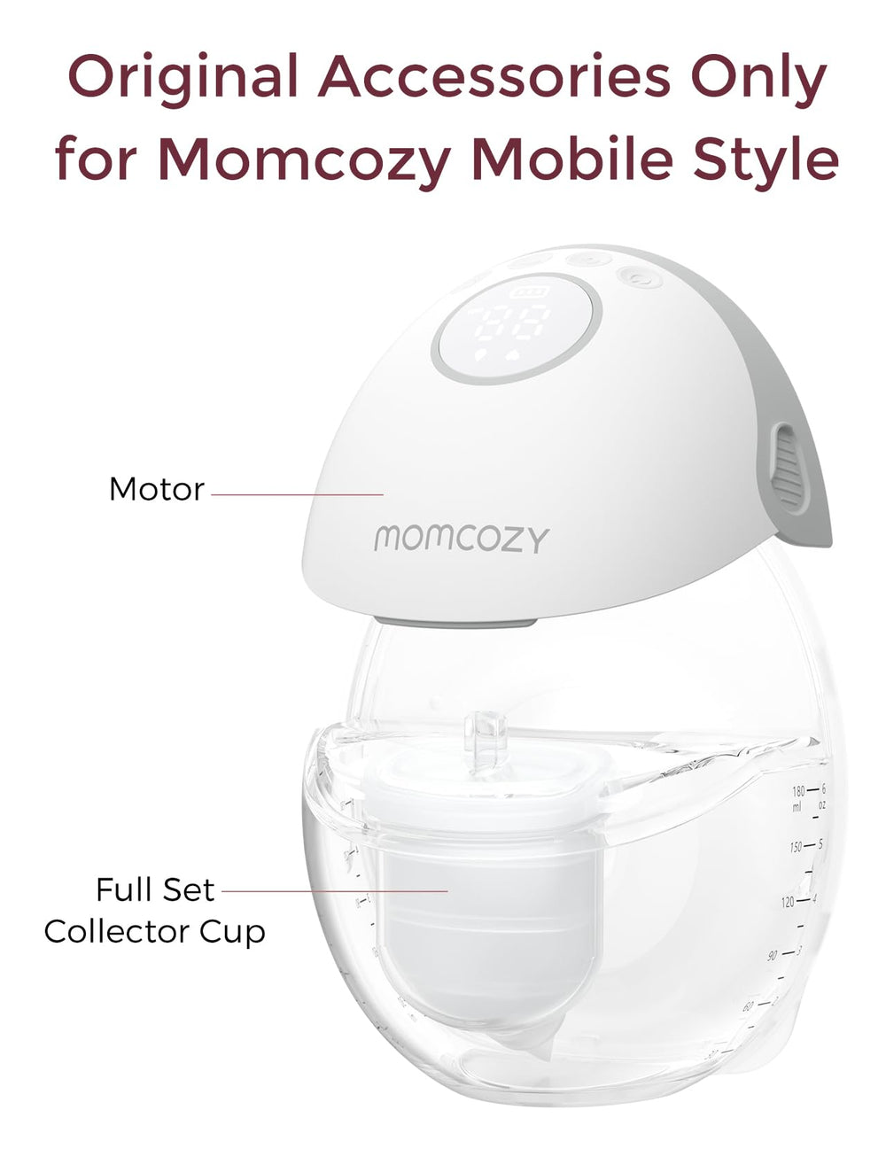 Momcozy 24mm DoubleFit flange enhances seal on Mobile Style M6 for secure milk capture.