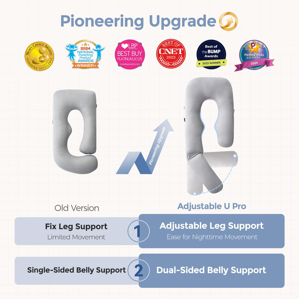 Momcozy Dreamlign U Pro pillow leg section adjustable for optimal leg and hip alignment.