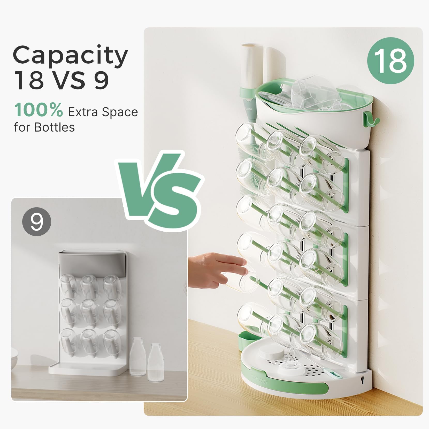 Momcozy bottle brushes holder integrated with drying rack