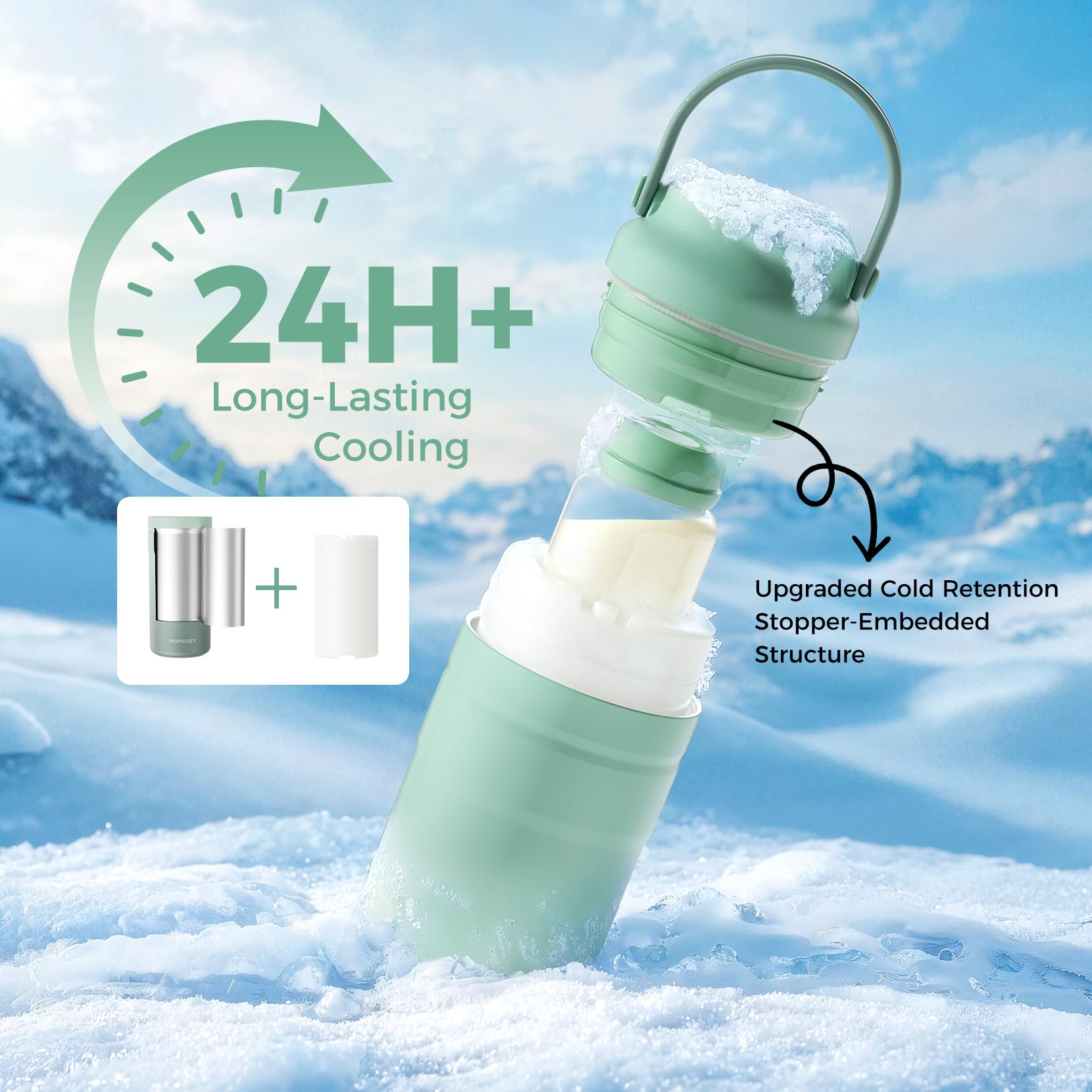 Momcozy dual-layer insulation visible for reliable temperature control during outings.