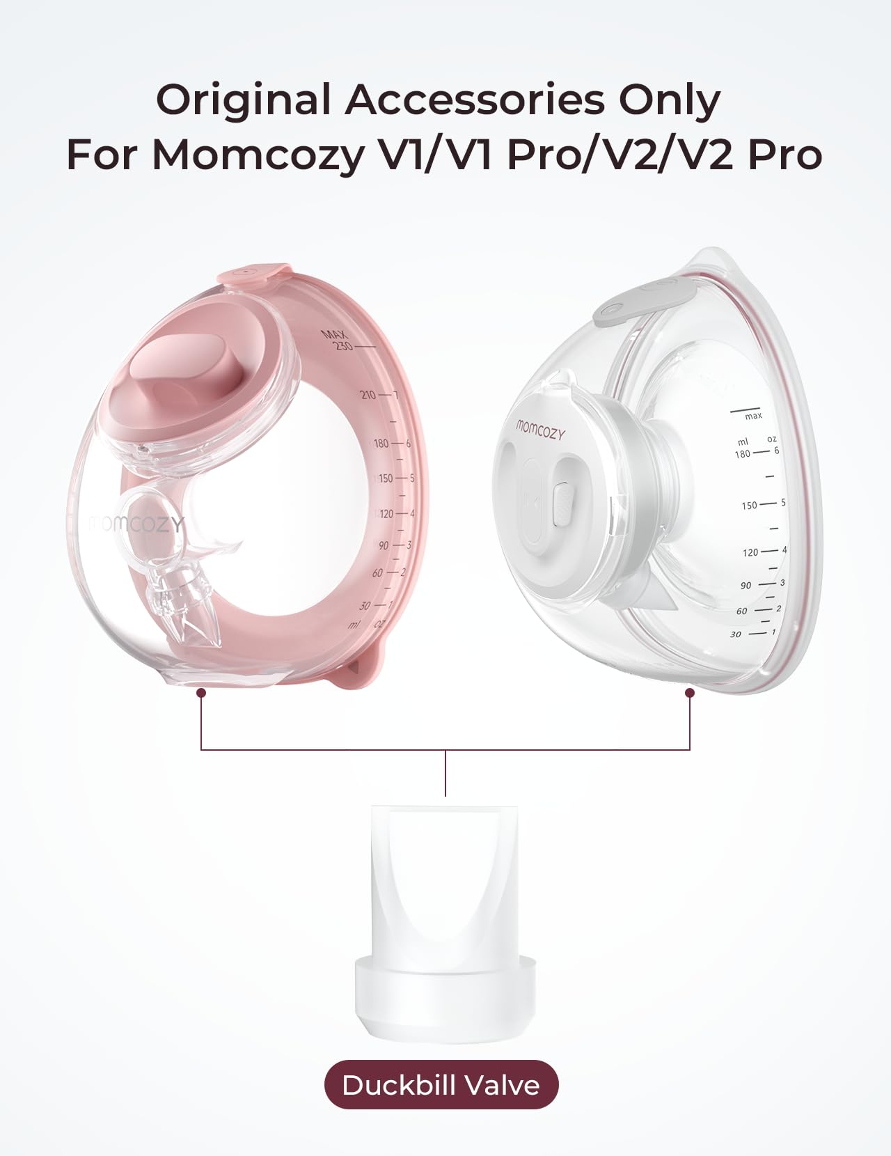 Momcozy duckbill valves for V2 Pro 4-pack compatible replacement parts for single or double pumping.