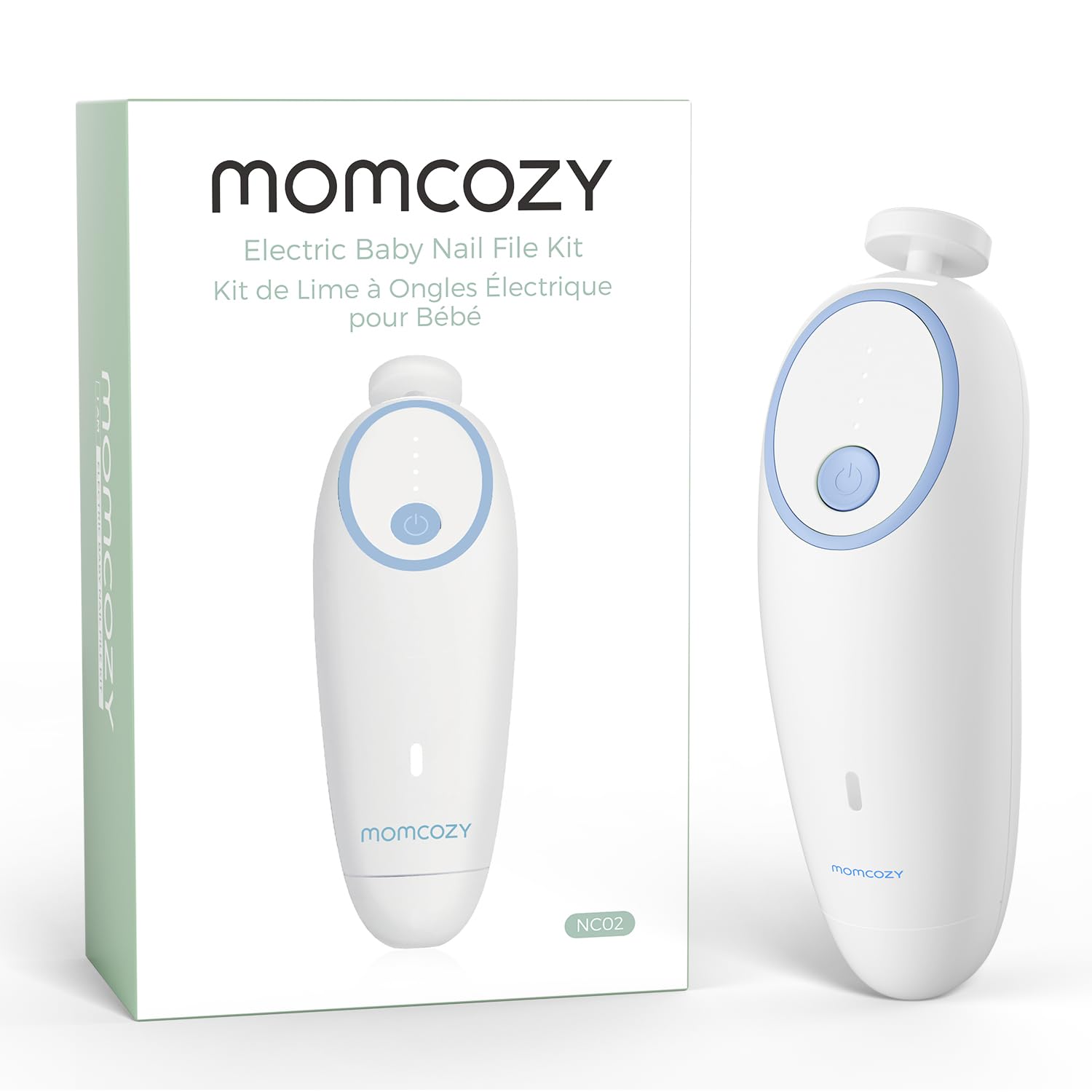 Momcozy Electric nail tool blue with adjustable speeds for the whole family.