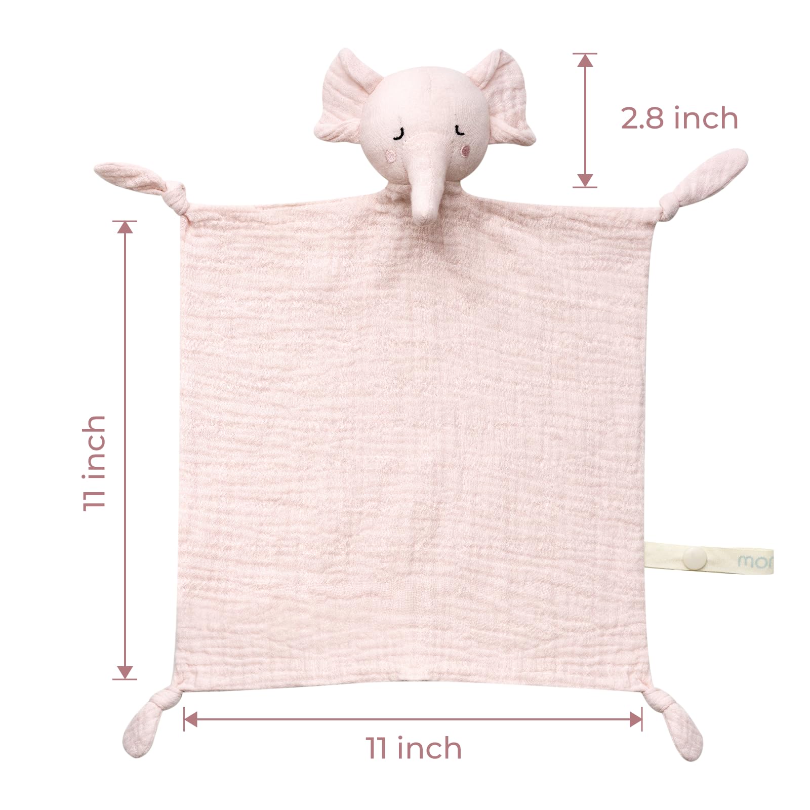 Momcozy Elephant Lovey close-up pink fabric texture and comforting appeal