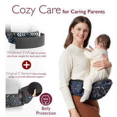 Momcozy ergonomic M-position seat ensures safe hip alignment.