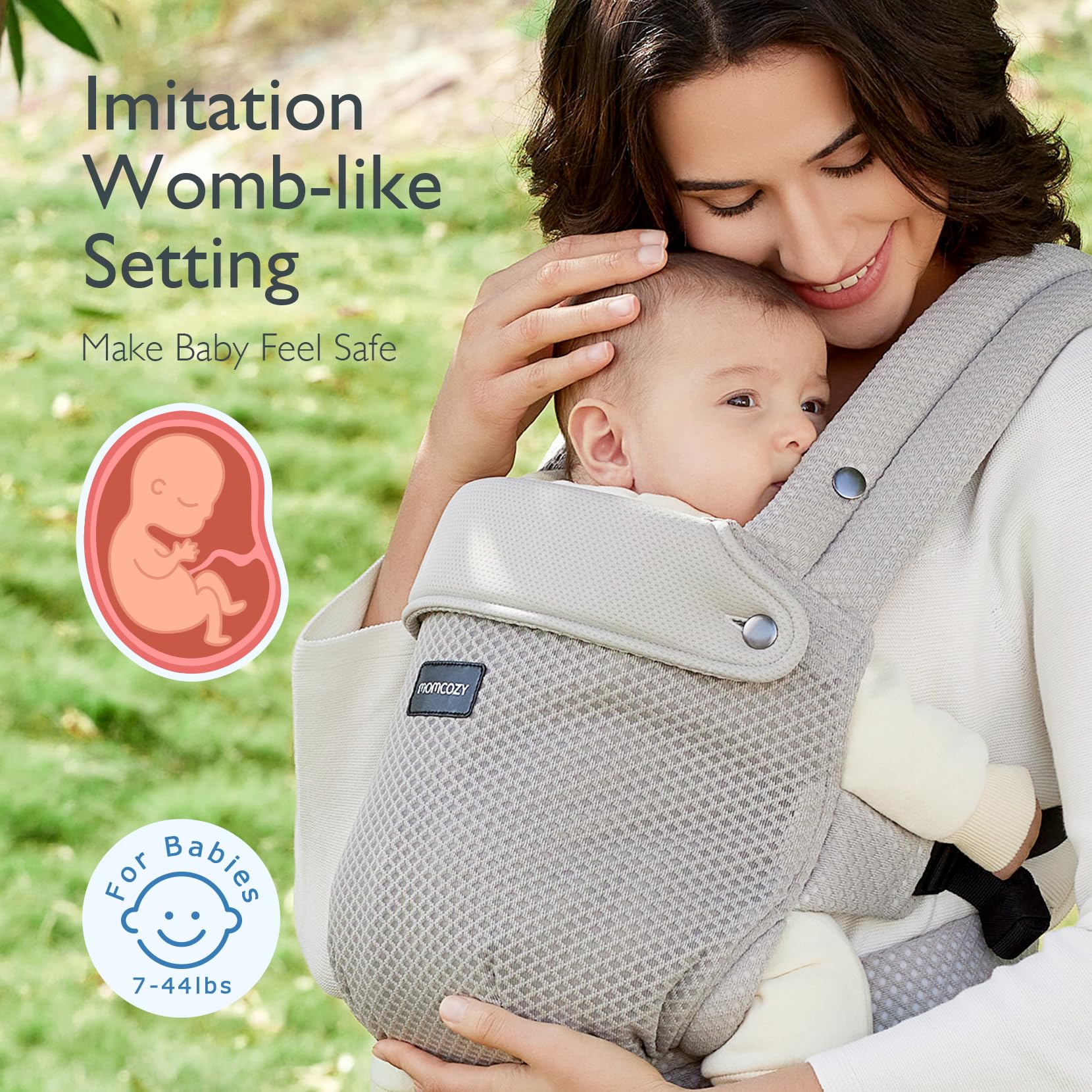 Momcozy waist EVA support reduces back strain during extended wear.