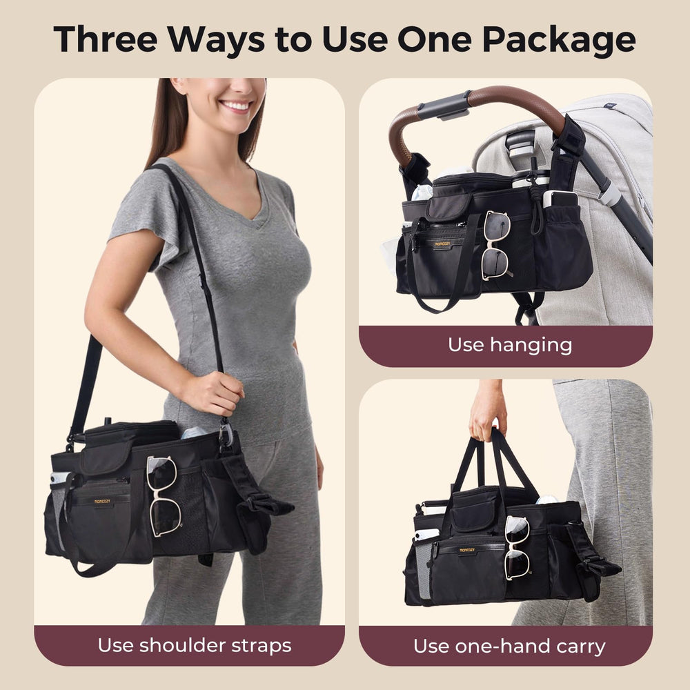 Momcozy Extra Large Stroller Organizer Max silicone anti-slip straps prevent slipping