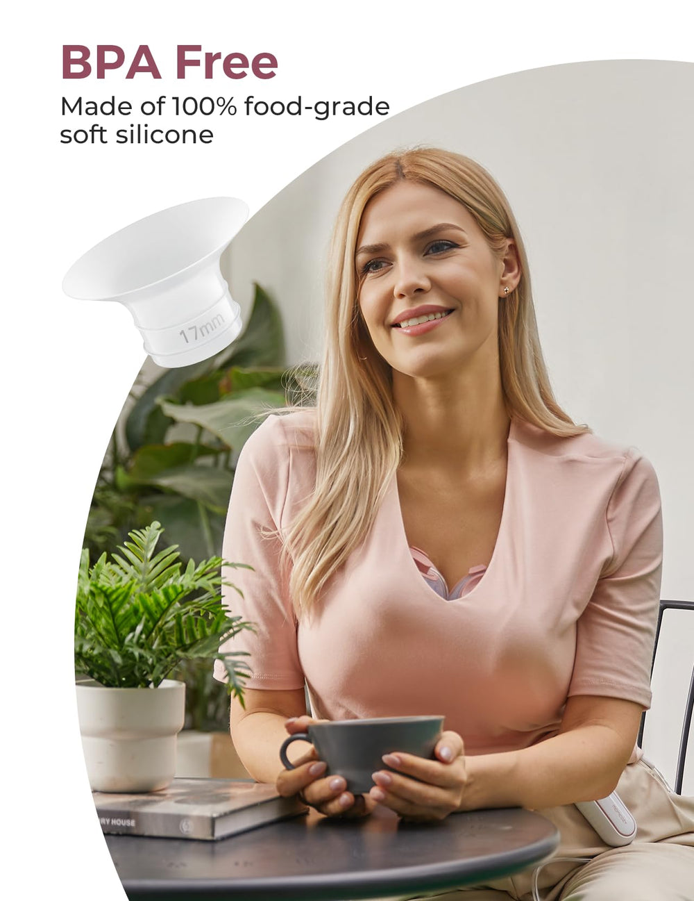 Momcozy 17mm flange insert for V1 Pro/V2 Pro uses BPA-free silicone for safe milk contact.
