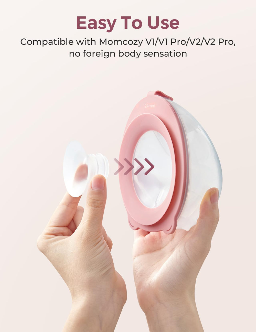 Momcozy flange insert closeup in silicone, BPA-free material