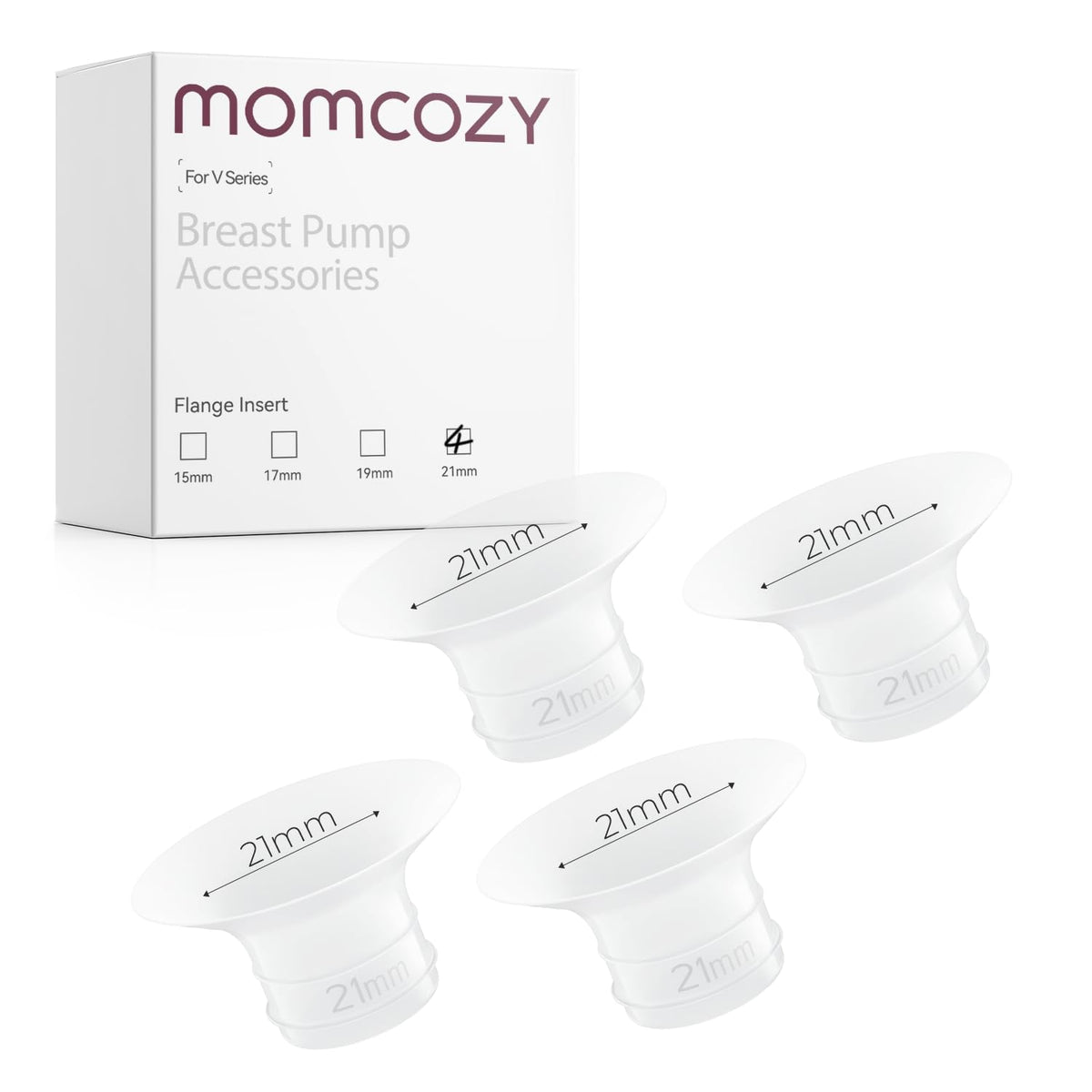 Momcozy flange insert 21mm for V1 Pro and V2 Pro provides comfortable pumping.