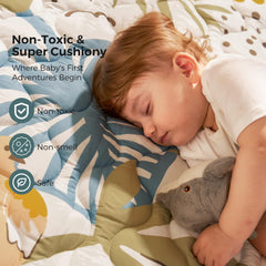 Momcozy Forest World tummy-time setup offers ample space for baby exploration.