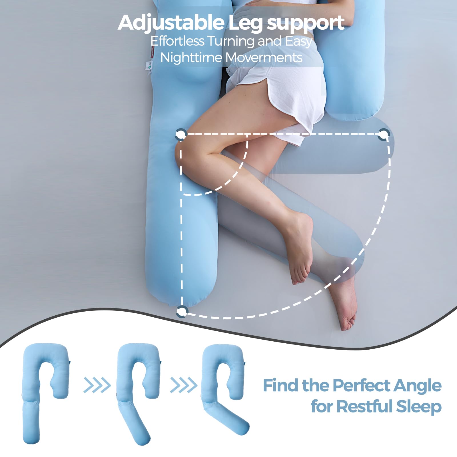 Momcozy full-body 5-point support aligns head, back, belly, hips, and legs