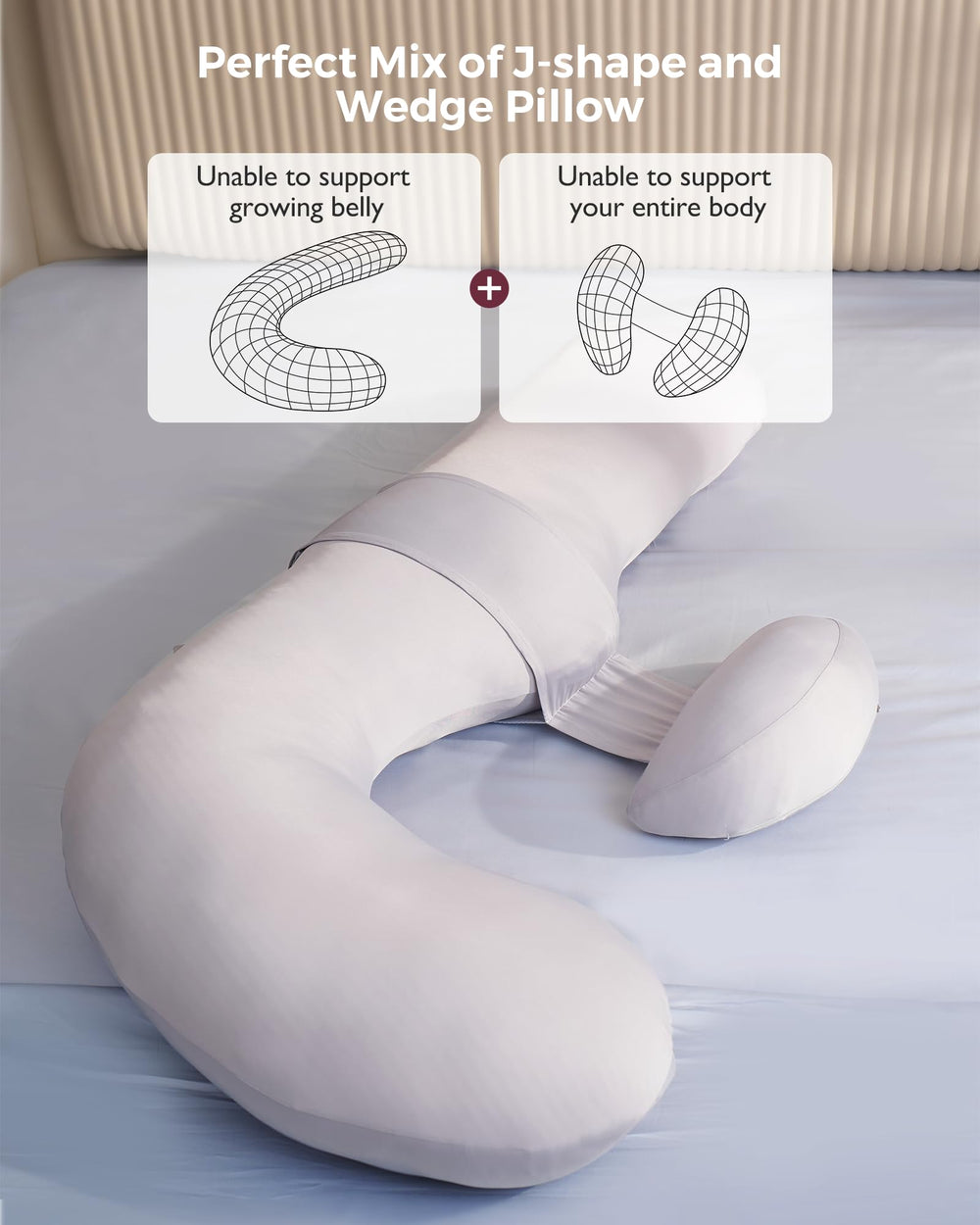 Momcozy full-body-support-pregnancy-pillow promotes proper alignment during sleep.