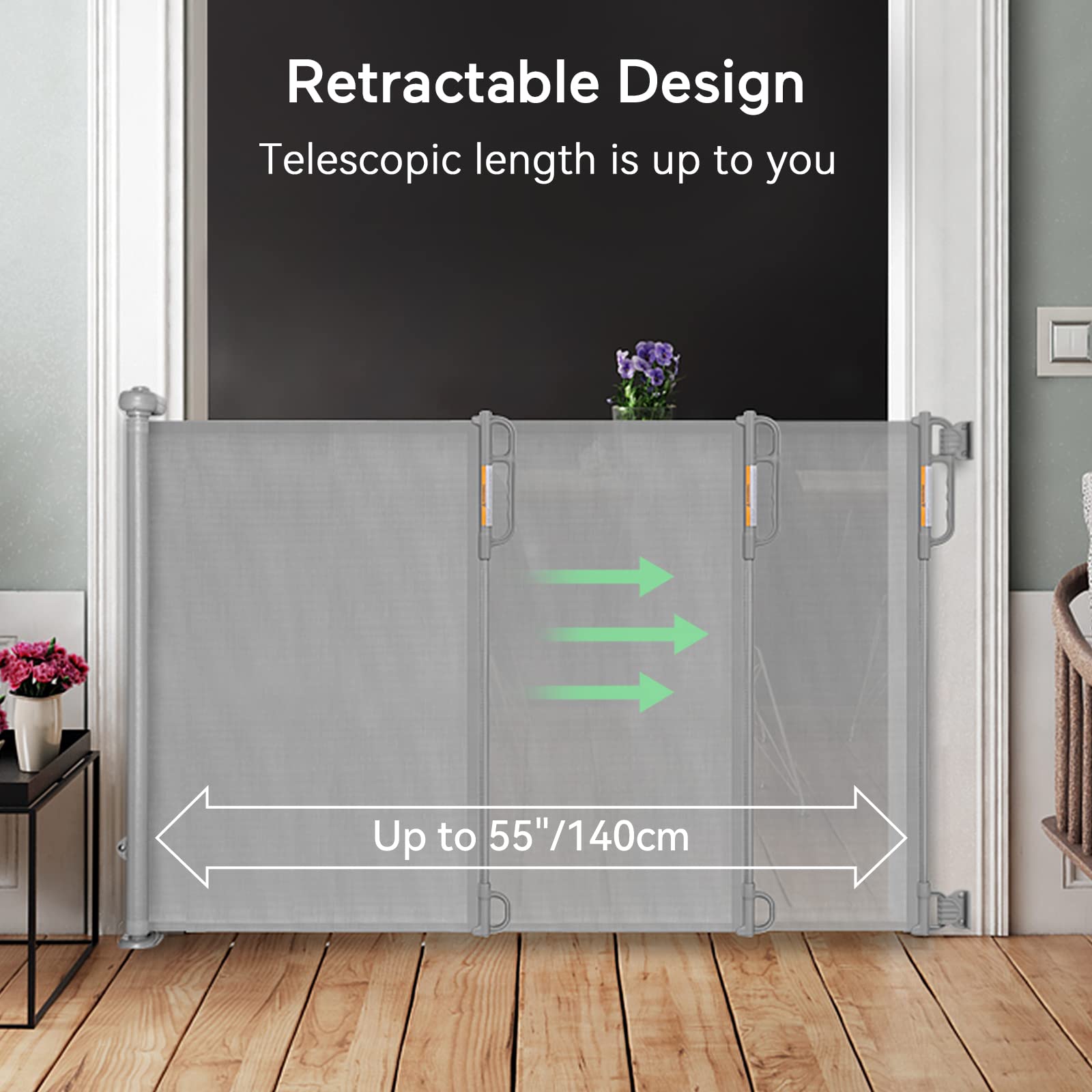 Momcozy gate double-lock top provides secure control for kids and pets.
