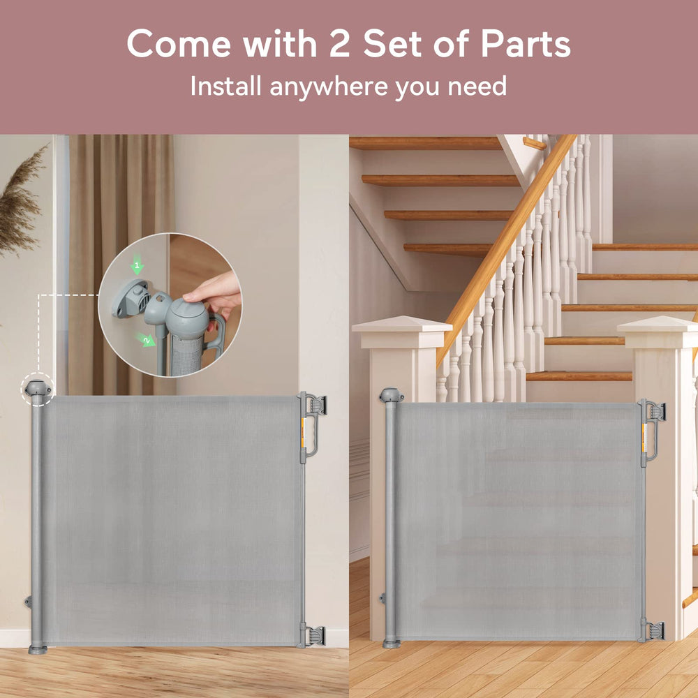 Momcozy gate grey finish blends with décor while remaining highly visible.