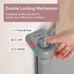 Momcozy gate one-handed operation helps busy parents when arms are full.