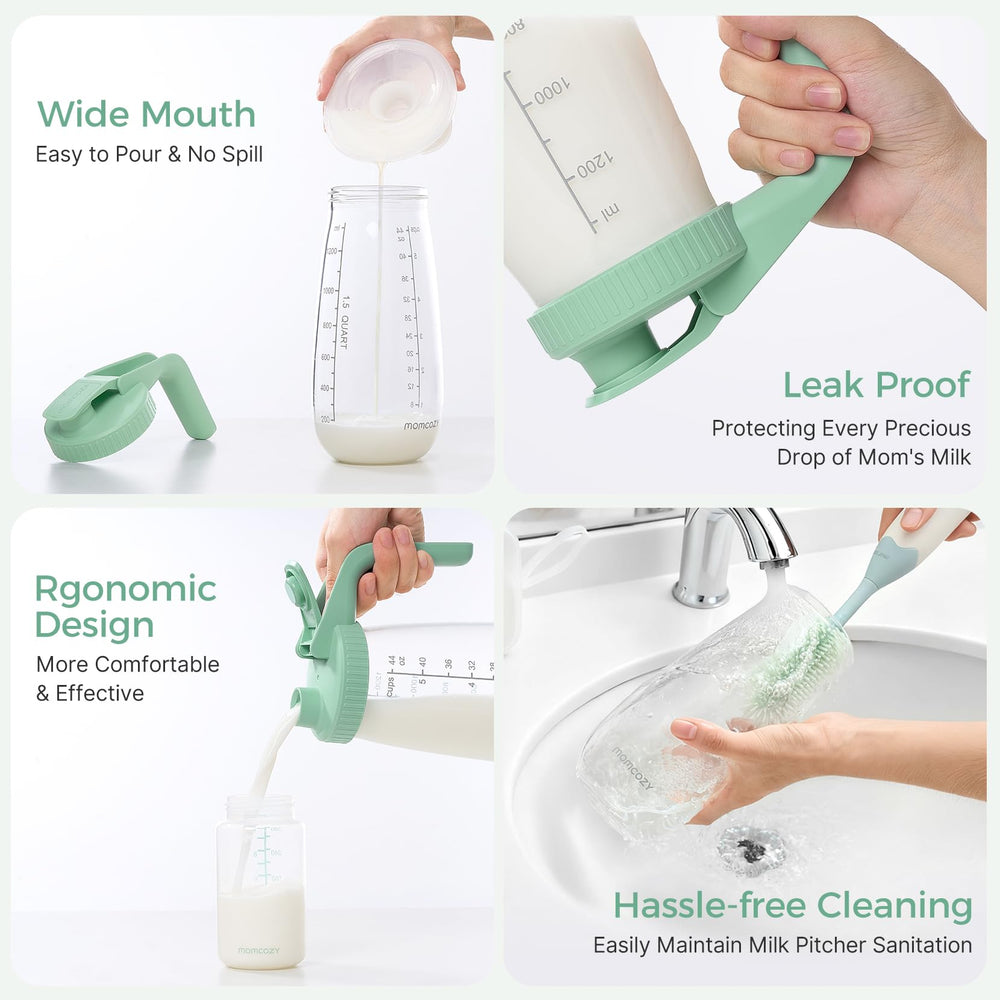 Momcozy BPA-free pitcher shows safe storage near daily feeding routines