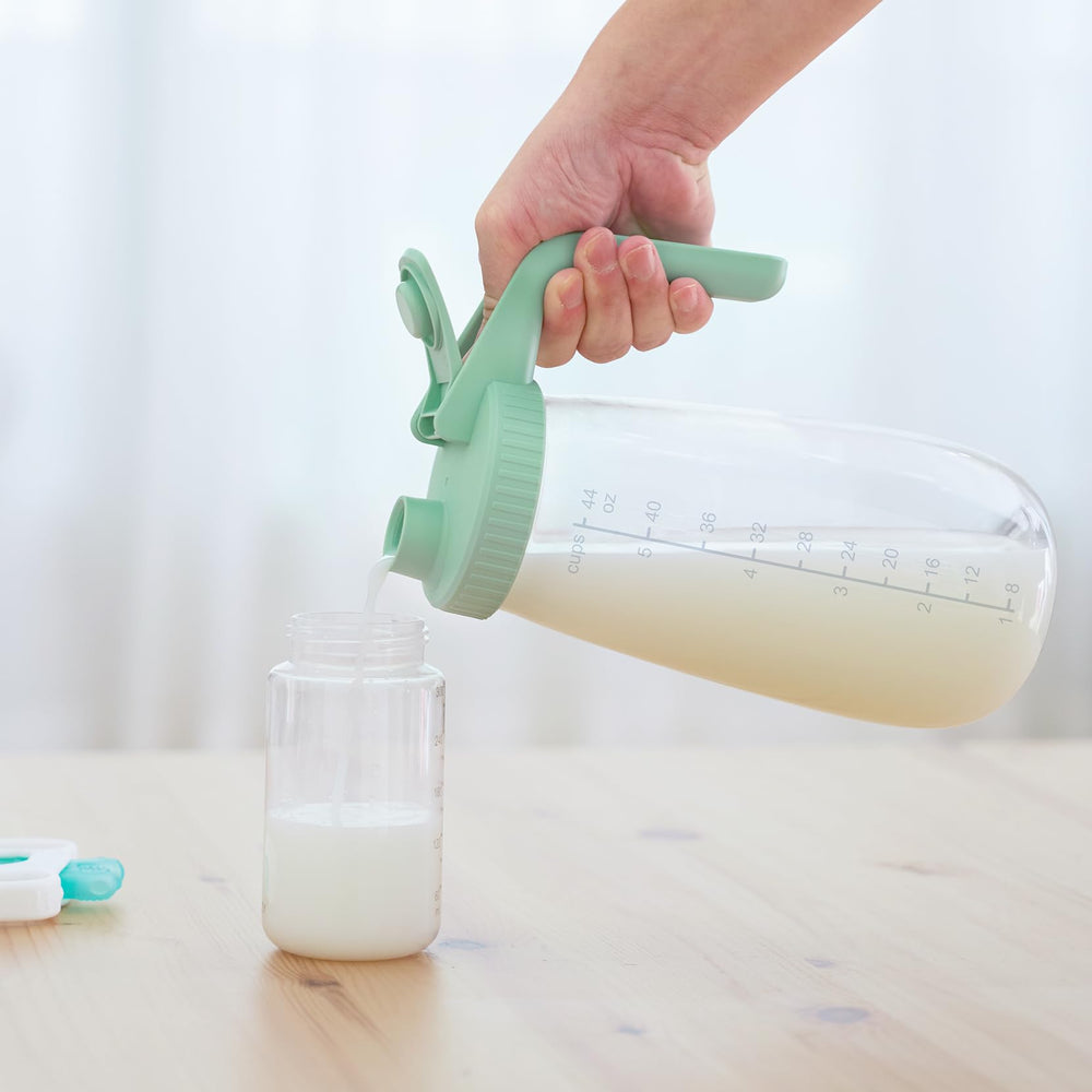 Momcozy versatile pitcher doubles for formula, juice, coffee, or tea