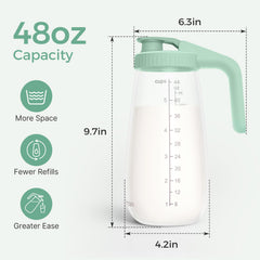 Momcozy pitcher pouring shot demonstrates easy transfer and clean pouring