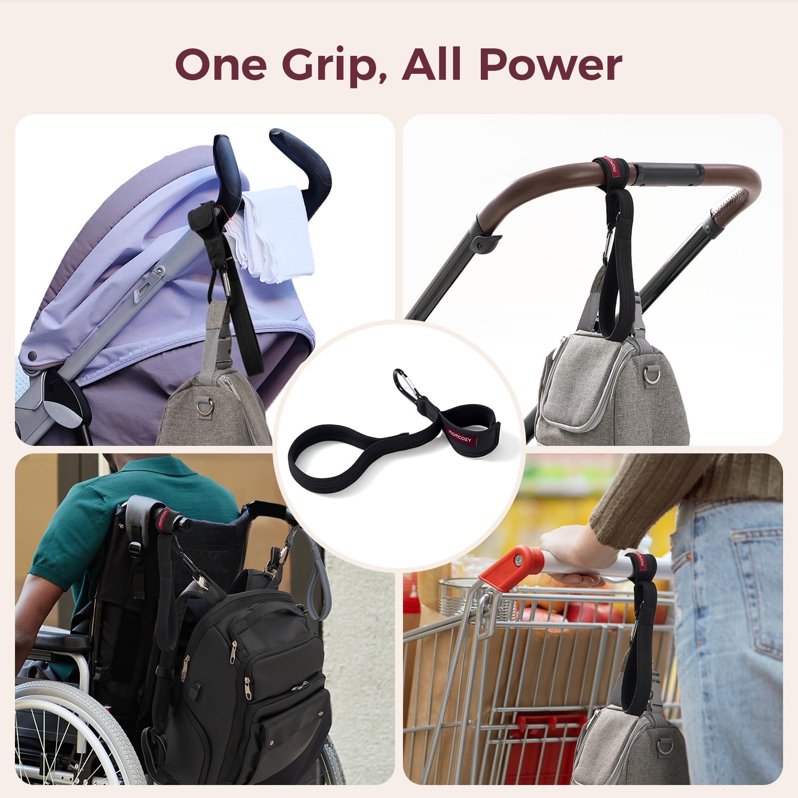 Momcozy handle strap on city streets helps maintain control during busy errands
