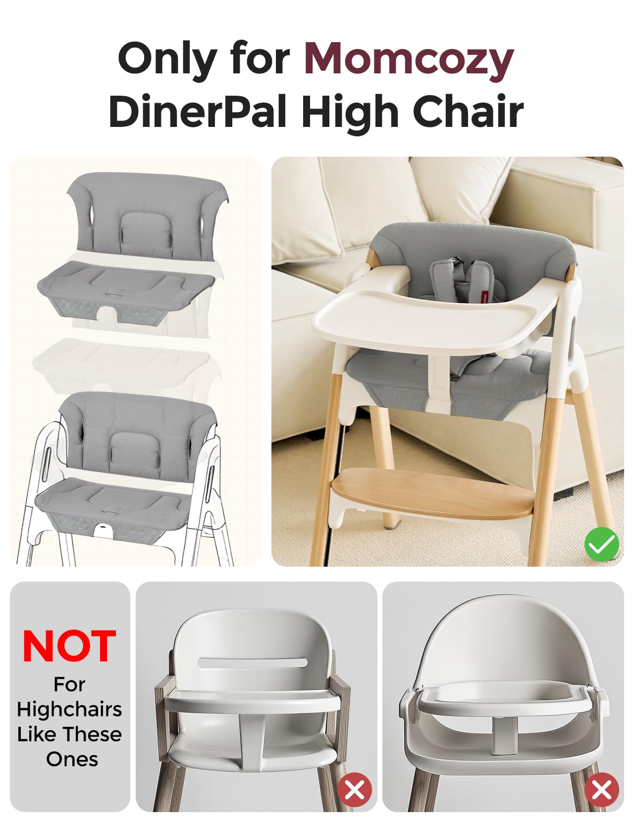 Momcozy high chair non-slip base prevents shifting for safer dining.