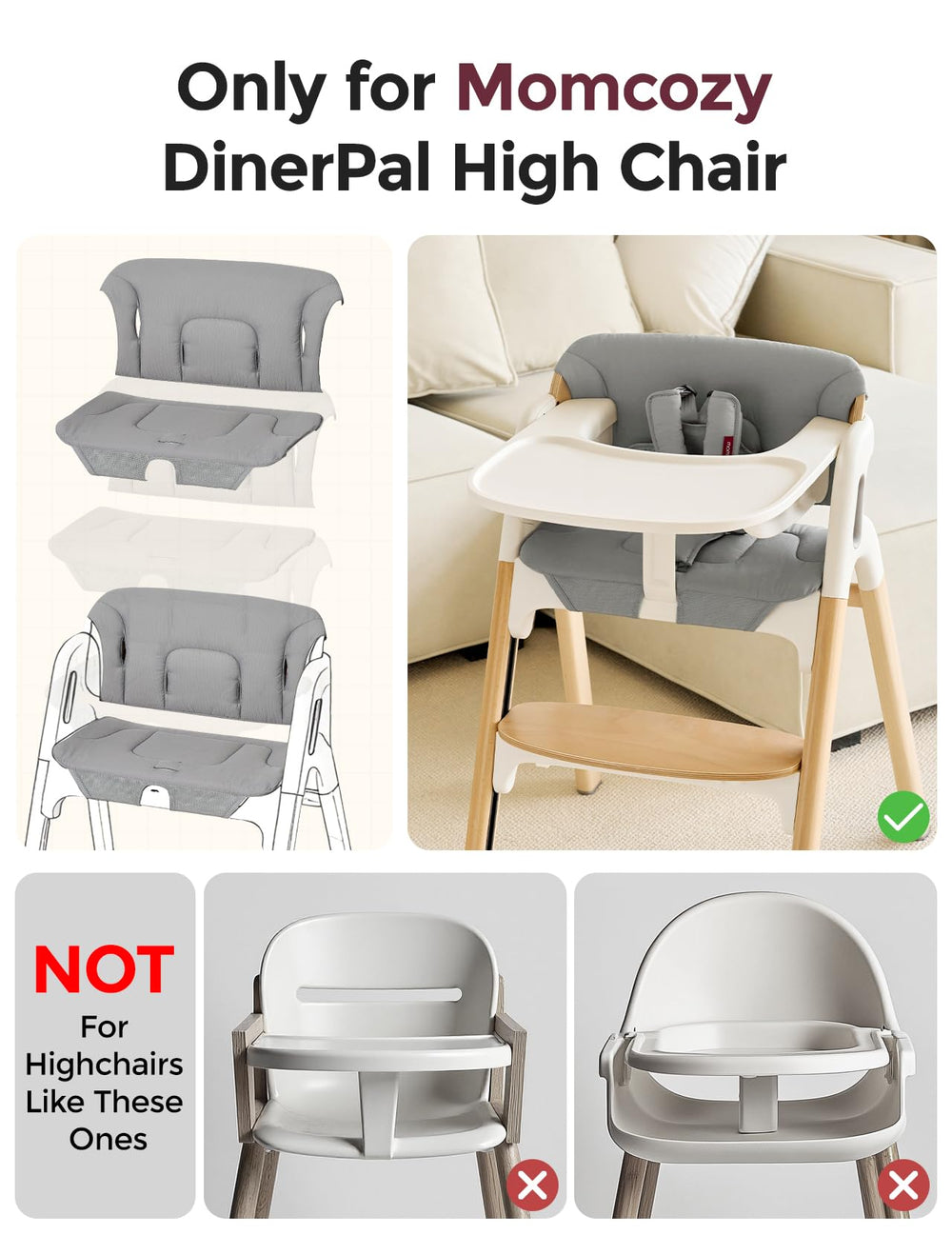 Momcozy high chair non-slip base prevents shifting for safer dining.