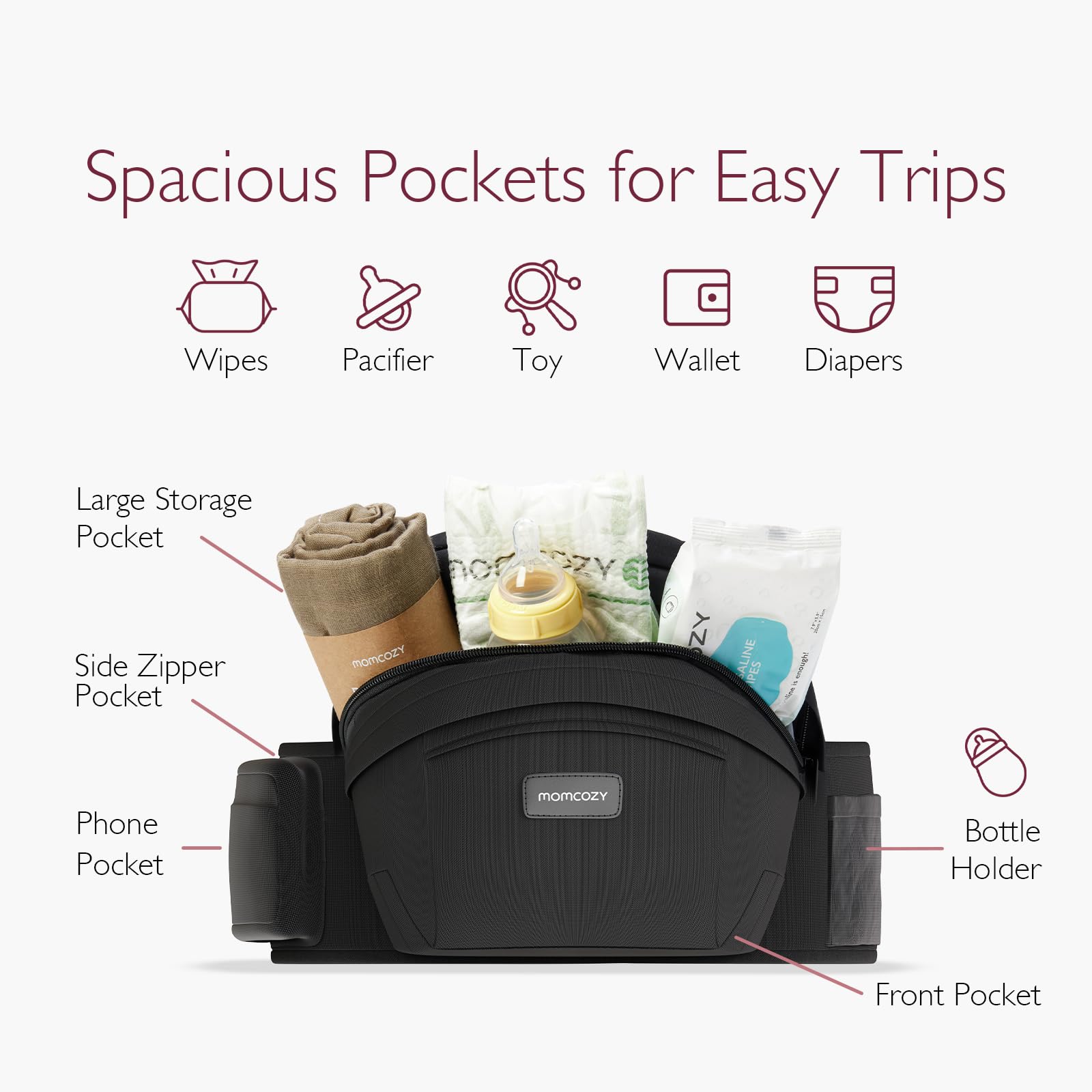 30-degree incline brings baby closer for secure bonding in the Momcozy carrier.