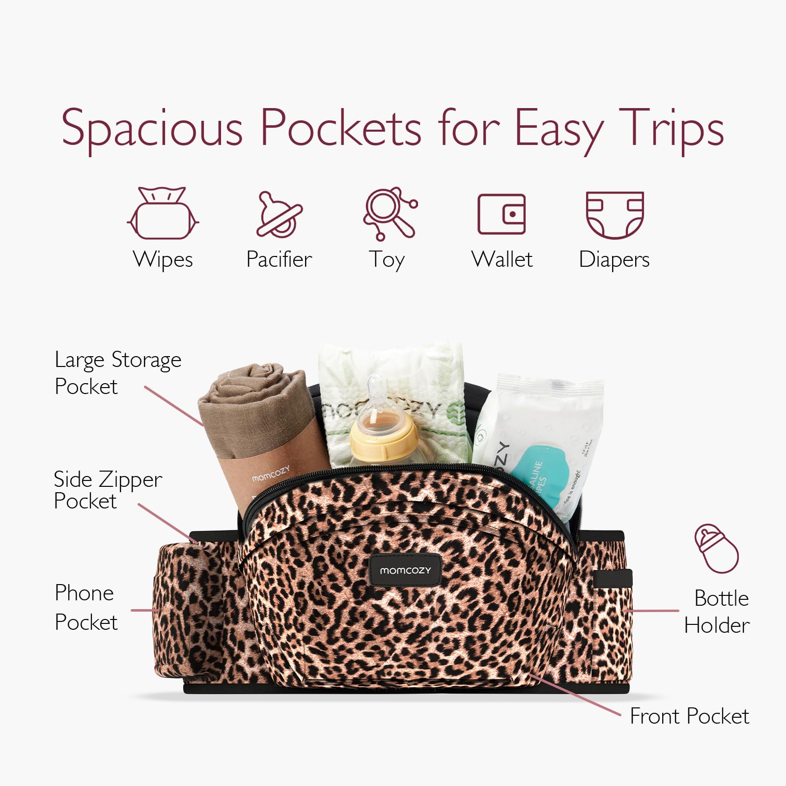Momcozy Hip Seat 3D belly protector emphasizes abdominal support during carries.