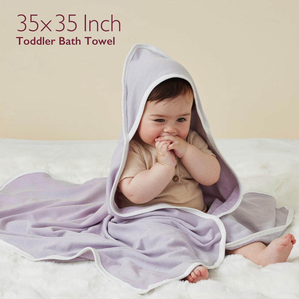 Momcozy hooded baby towel 2-pack display perfect for family bath routines