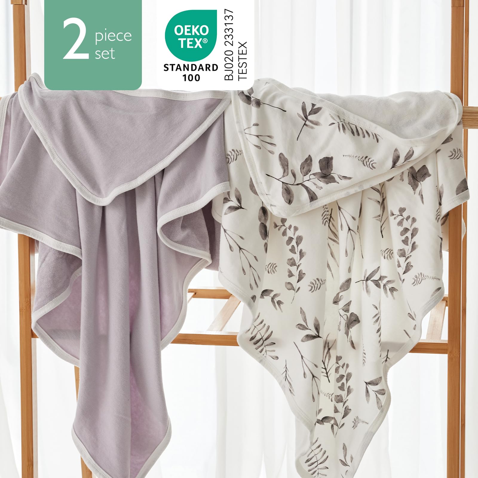 Momcozy hooded baby towel measuring 35x35 inches for growing babies