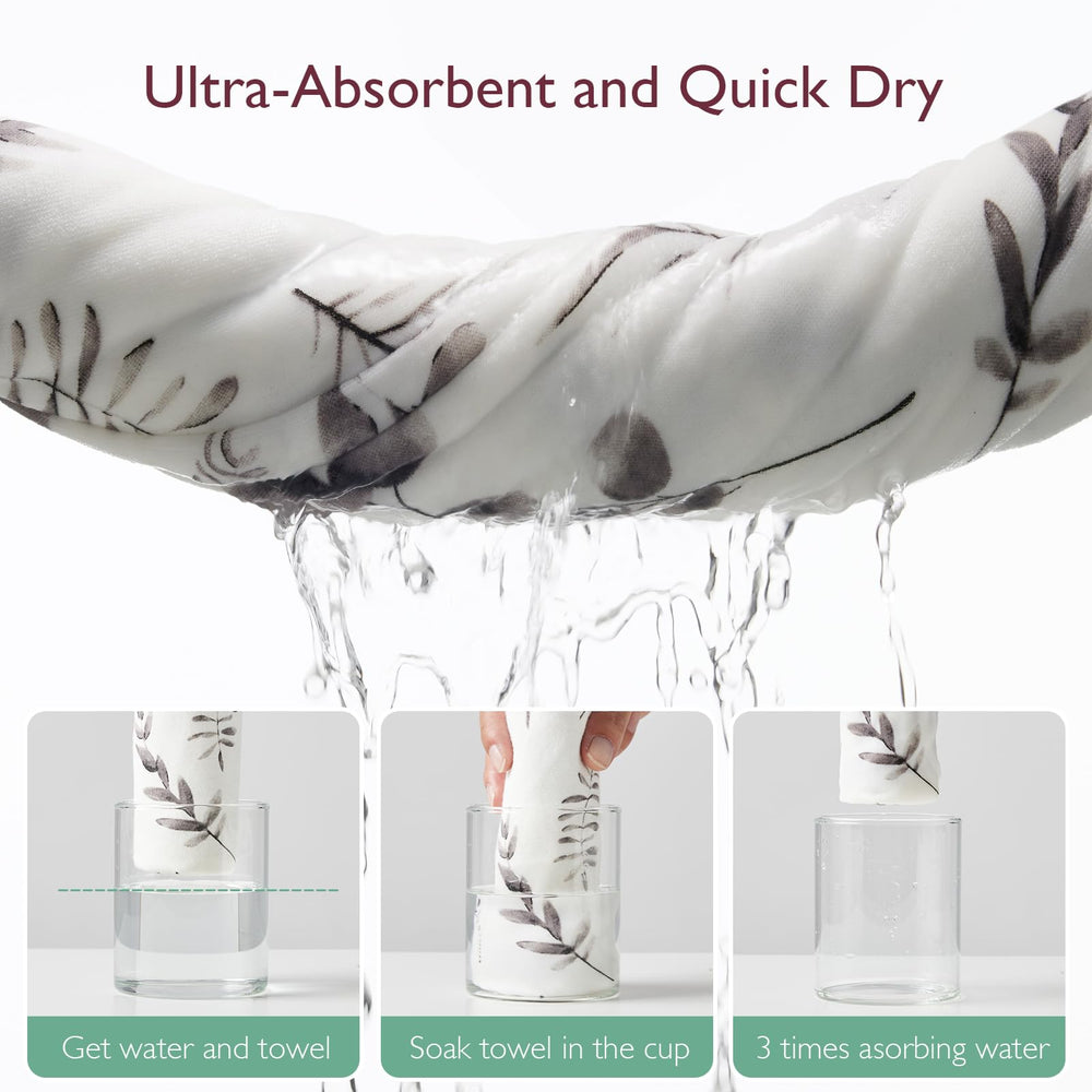 Momcozy hooded baby towel ink-wash leaves pattern in a unisex design