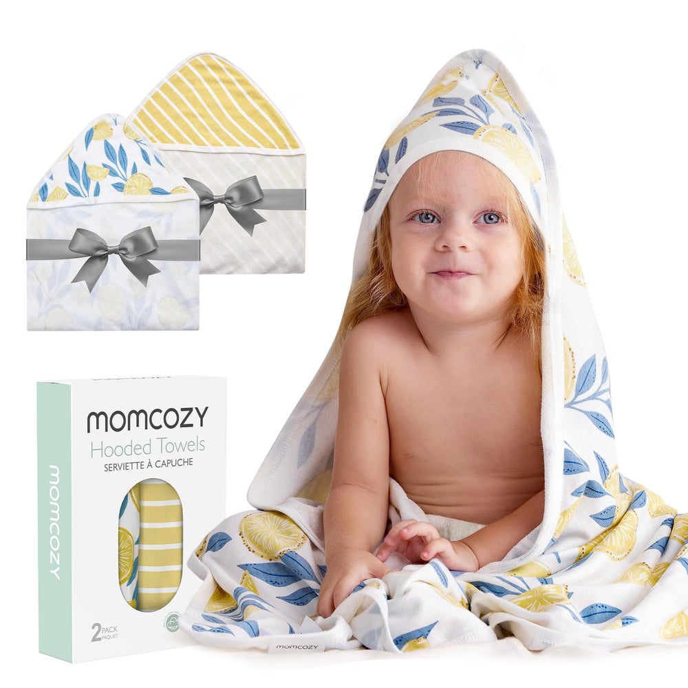 Momcozy hooded baby towel soft cloud texture for gentle post-bath wrap.