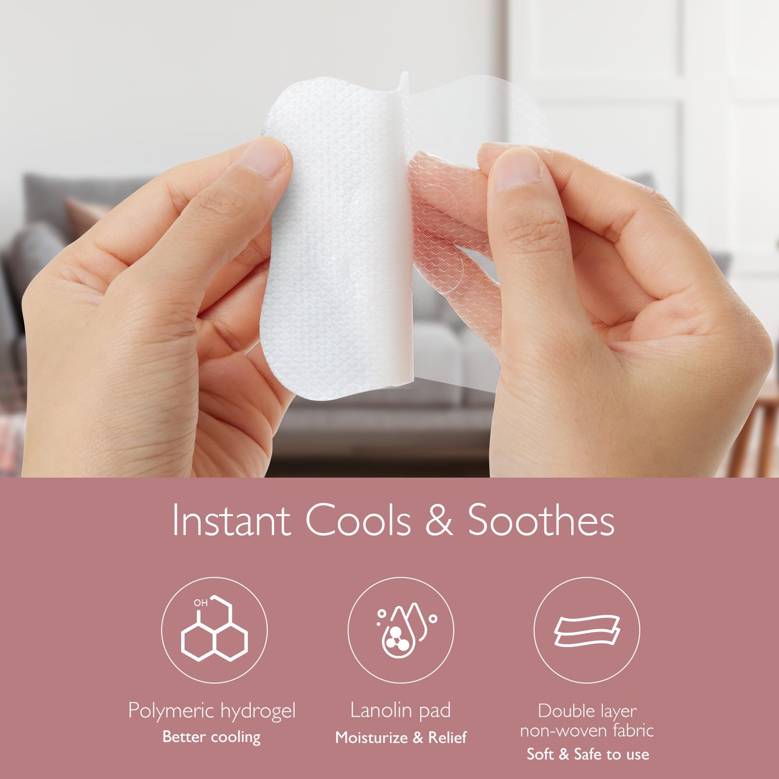 Momcozy lanolin-infused pads provide gentle soothing comfort for sensitive nipples.