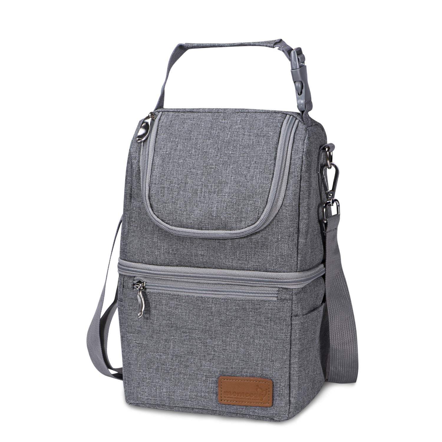 Momcozy insulated bottle bag with open compartment demonstrates easy conversion to wine carrier