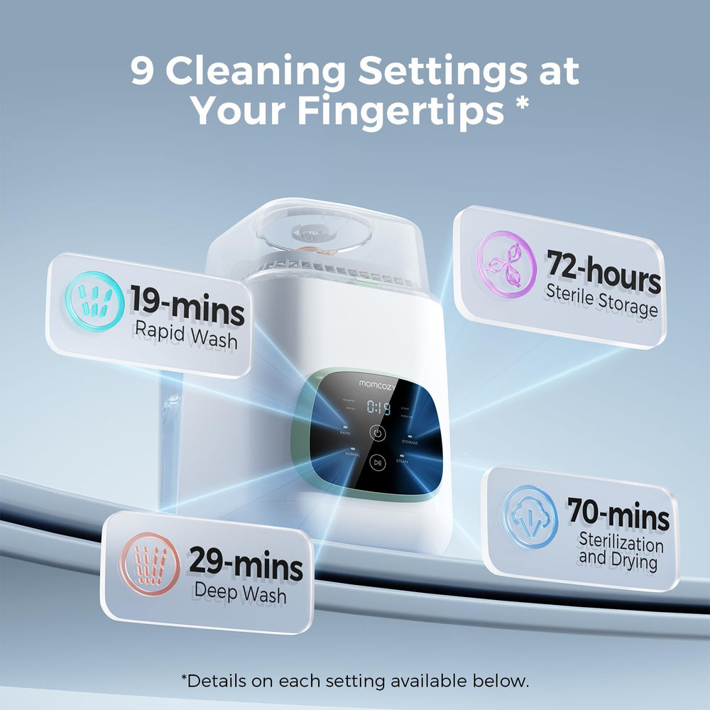Momcozy KleanPal Pro safe pump parts design protects wearable parts during cleaning.
