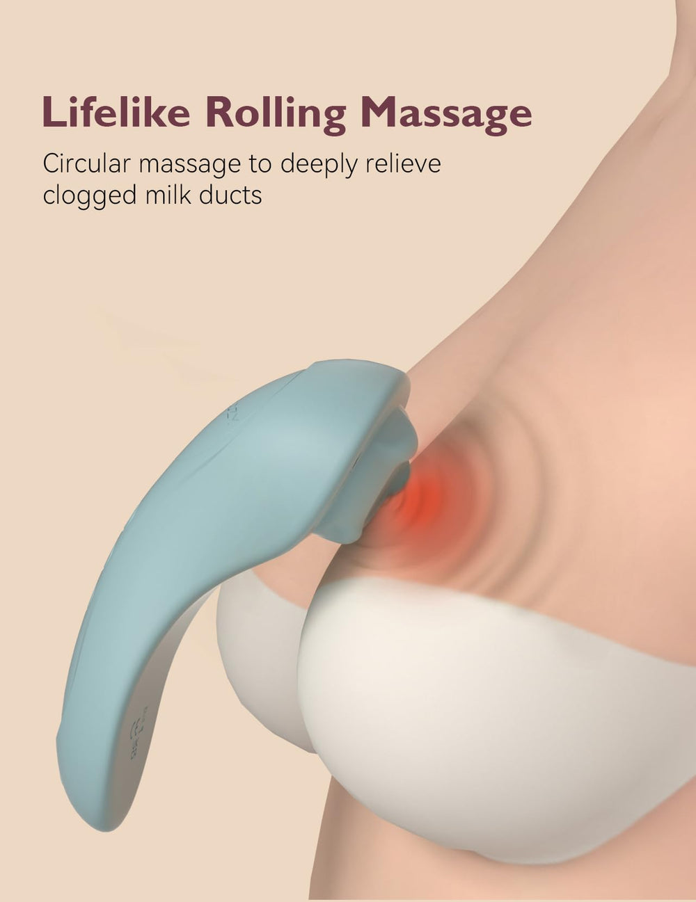 Momcozy massager used in shower with waterproof design for convenient relief.
