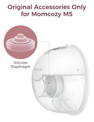 Momcozy M5 duckbill valve drain-bottom view highlights milk flow and container drainage.
