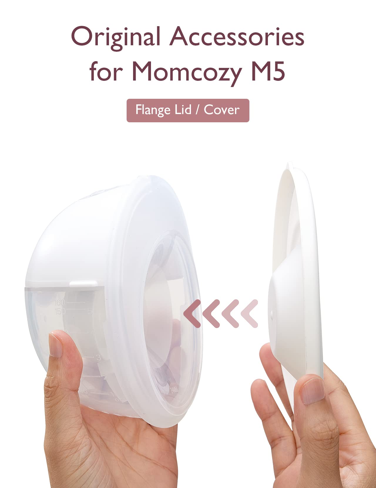 Momcozy M5 flange cover installed on M5 for tidy pumping
