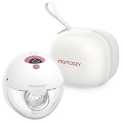 Momcozy M5 hands-free wearable breast pump in cozy red for on-the-go pumping