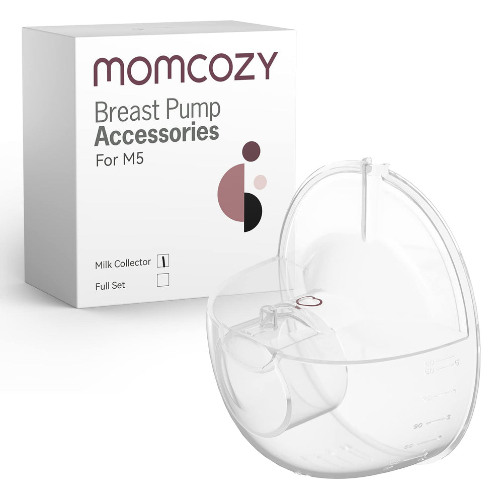 Momcozy M5 milk bowl in use for comfortable milk collection during pumping.